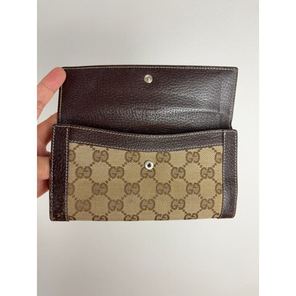 B82 Gucci GG Canvas Bifold Long Wallet‎ Monogram Authentic Maximalist Logo - Picture 3 of 14